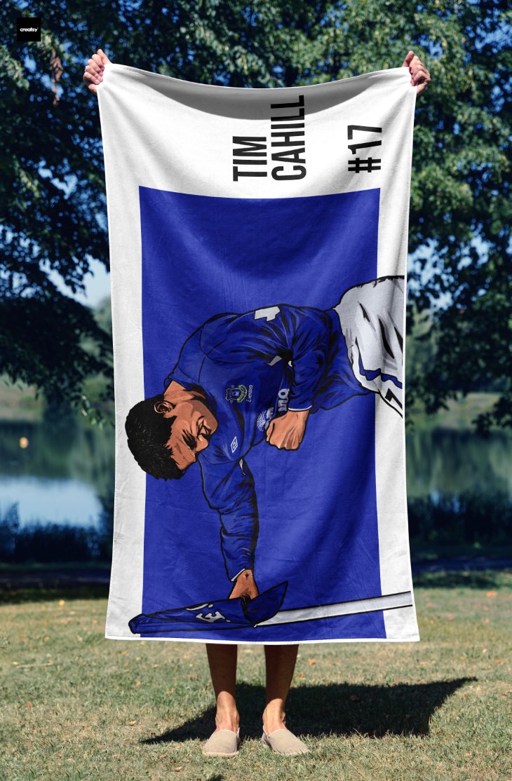 Everton Beach Towel - Tim Cahill Corner Flag Boxer - Forever Everton