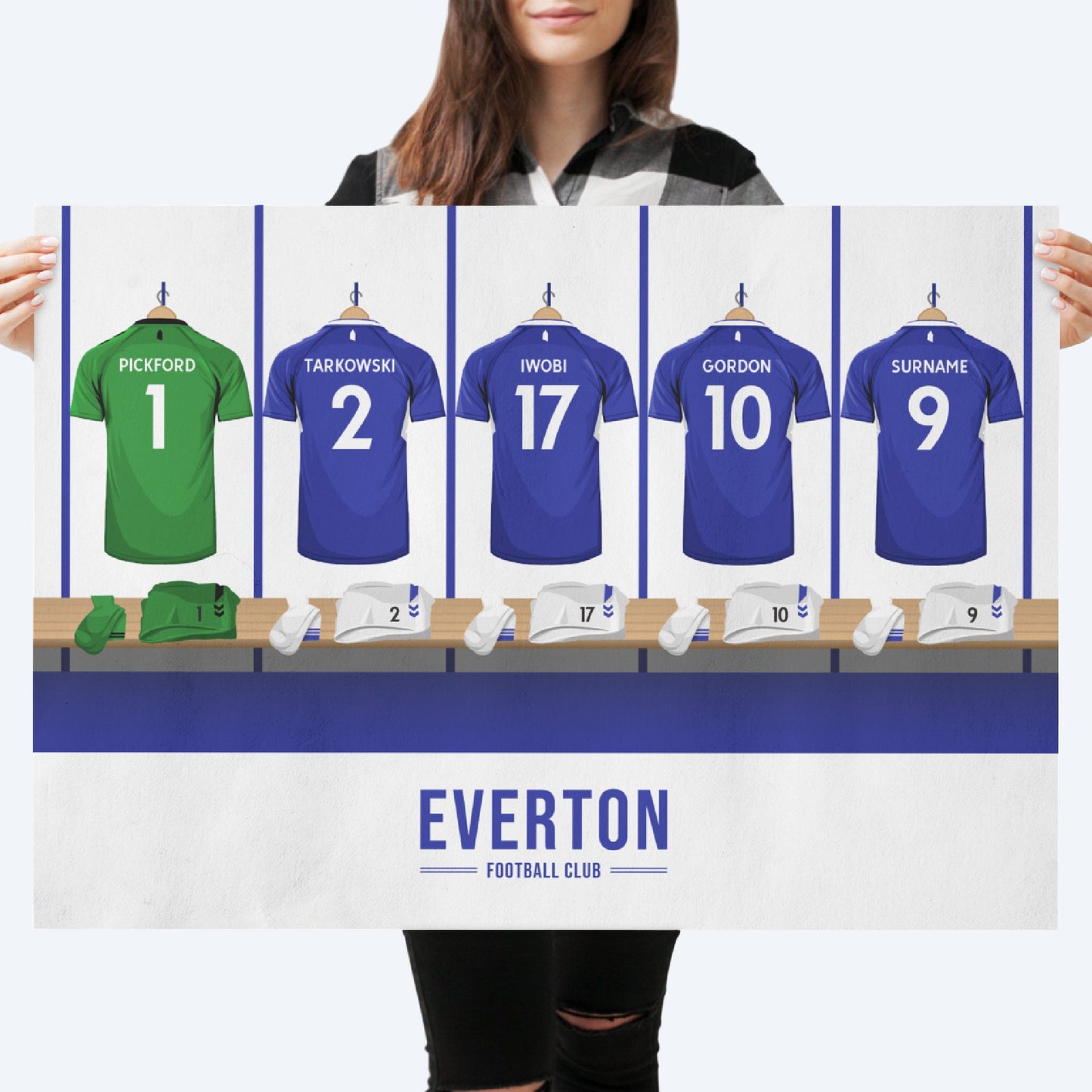 Everton Dressing Room - Personalised Print - Forever Everton