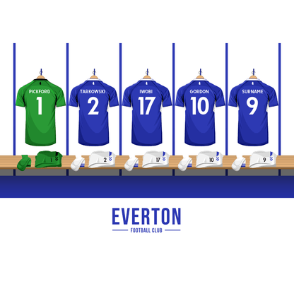 Everton Dressing Room - Personalised Print - Forever Everton