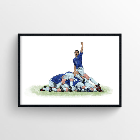 Everton FC 04/05 Print - Tim Cahill Pile On - Forever Everton