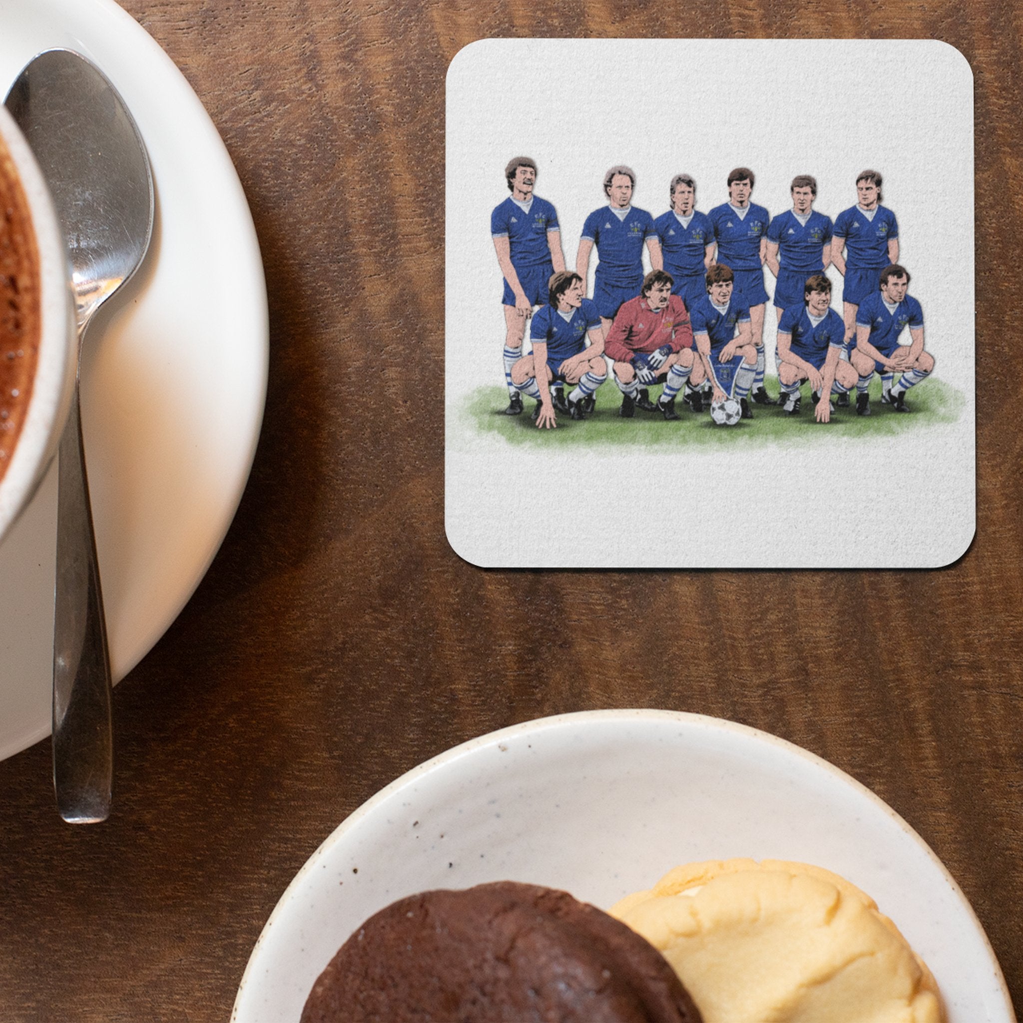 Everton FC 84/85 - ECWC Final Line - up - Coaster - Forever Everton
