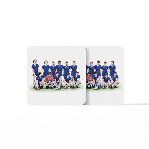 Everton FC 84/85 - ECWC Final Line - up - Coaster - Forever Everton