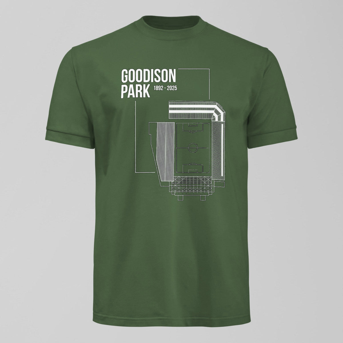 Goodison Park Blueprint T-Shirt in Green by Forever Everton