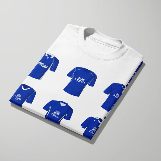 Everton History of Kits Tshirt - David Moyes Edition - Forever Everton