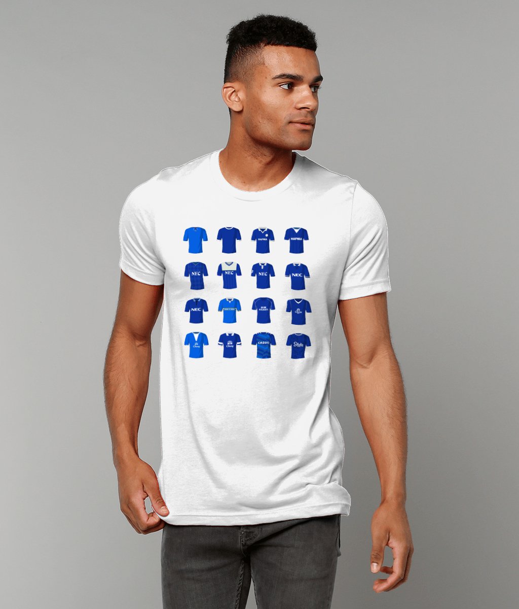 Everton History of Kits Tshirt - Iconic Home Edition - Forever Everton