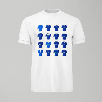 Everton History of Kits Tshirt - Iconic Home Edition - Forever Everton