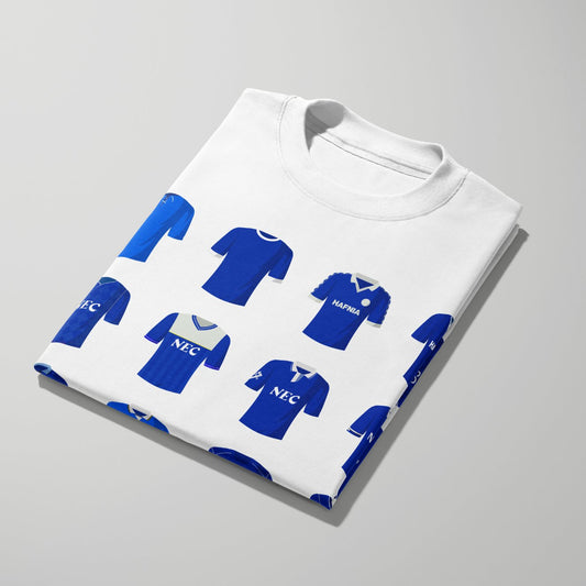 Everton History of Kits Tshirt - Iconic Home Edition - Forever Everton