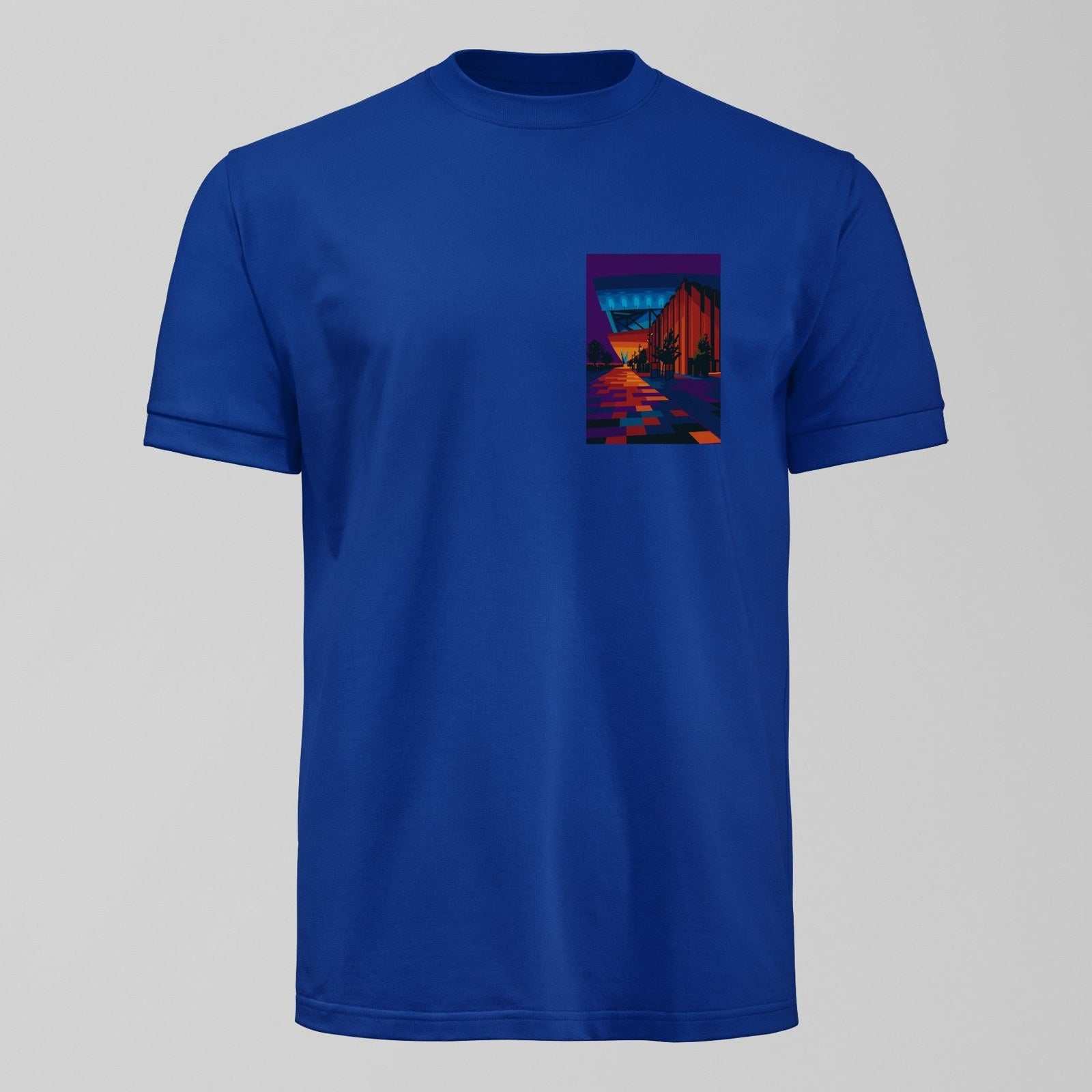 Bramley Moore Matchday Walk T-Shirt, alternate view. An Everton fan design by Forever Everton.