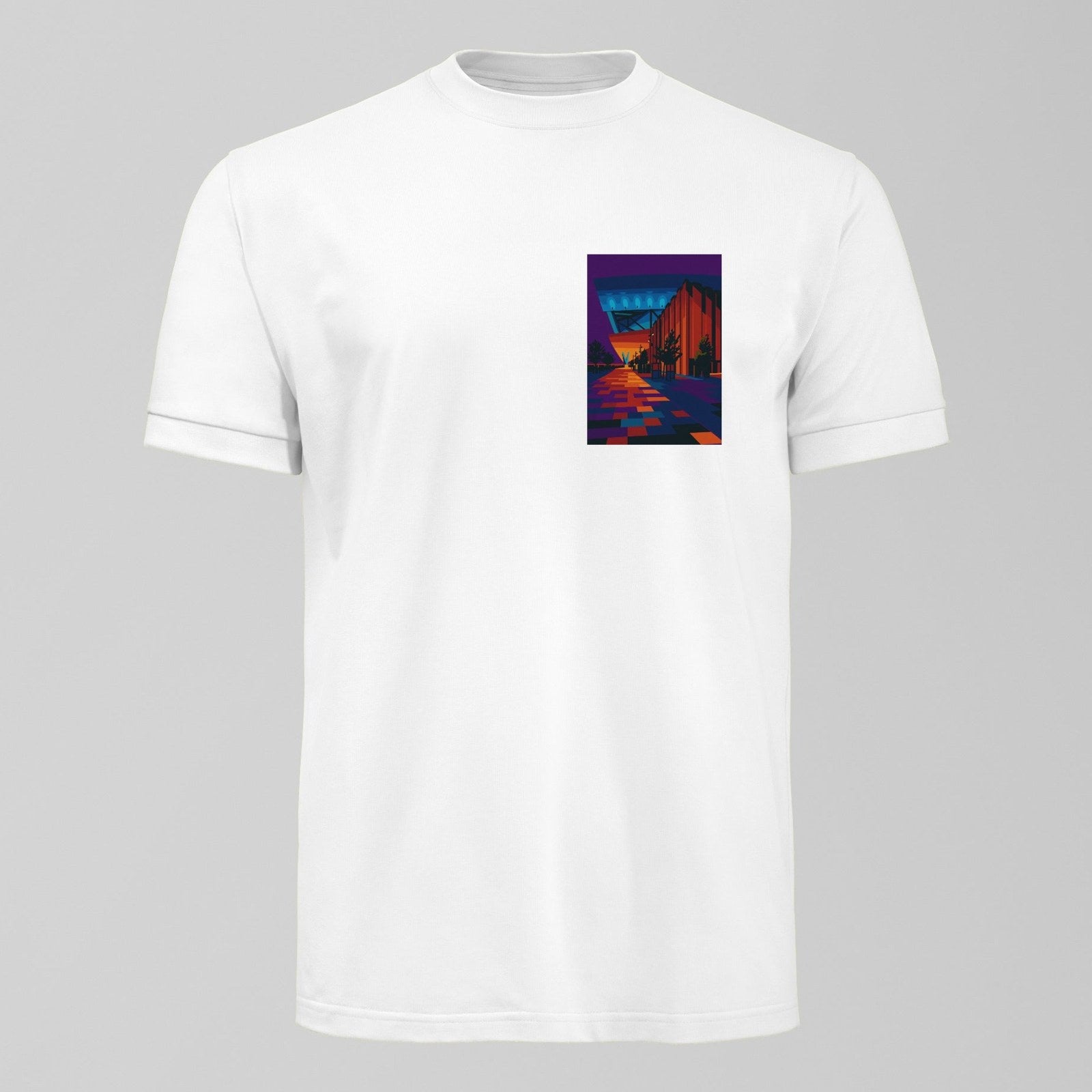 Bramley Moore Matchday Walk T-Shirt, alternate view. An Everton fan design by Forever Everton.
