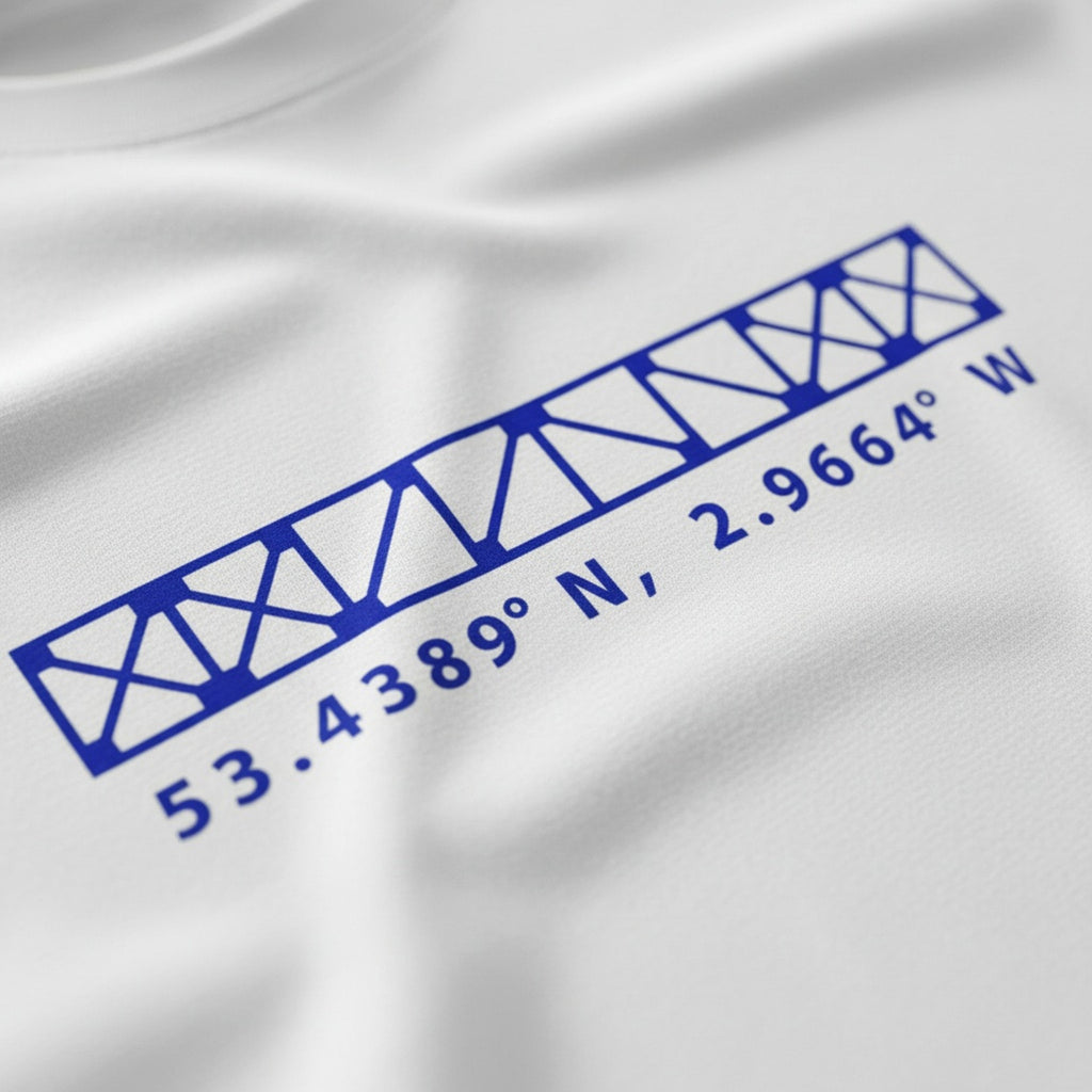 Print close-up on premium cotton. Archibald Leitch Blue Design T-Shirt. Forever Everton.