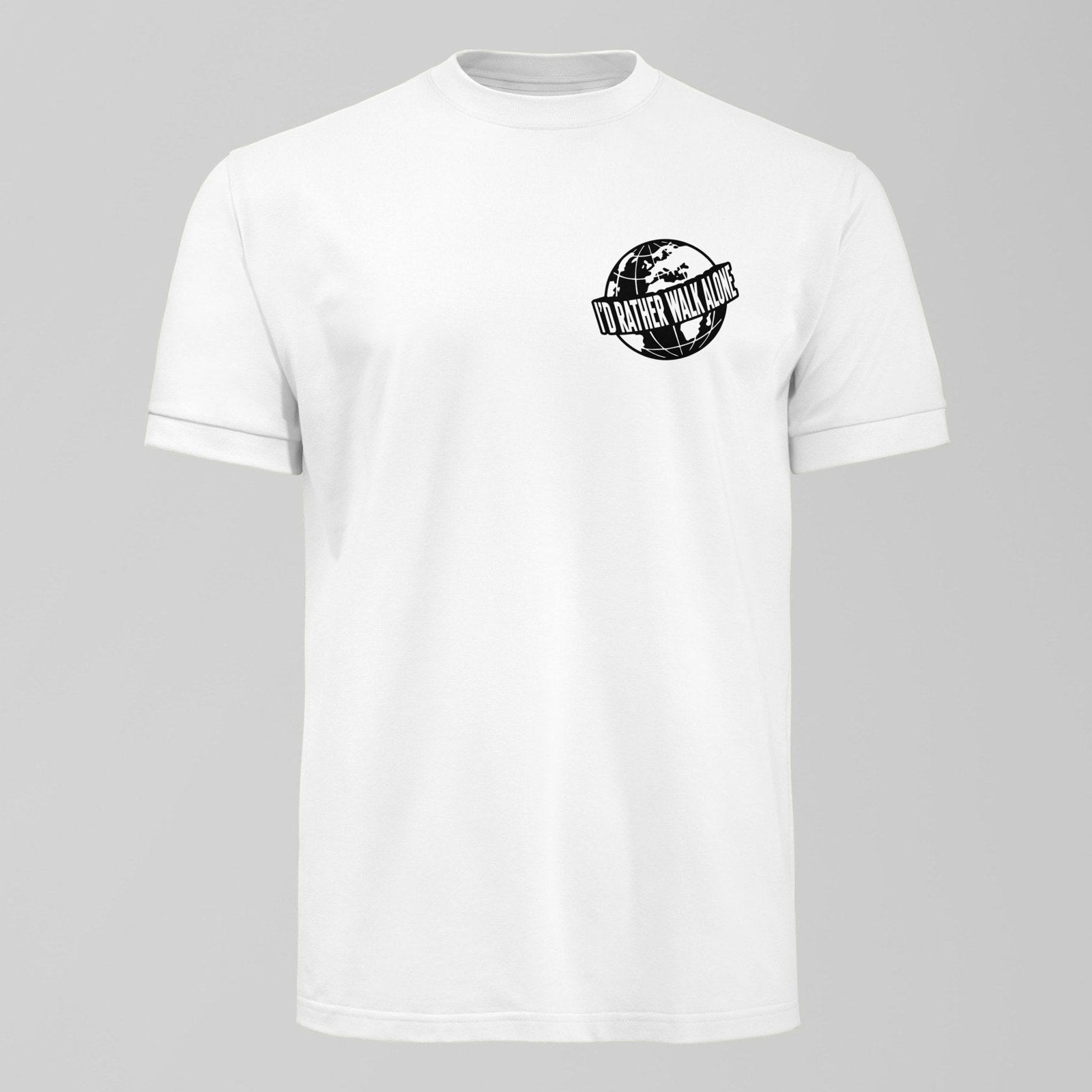 I'd Rather Walk Alone T-Shirt, alternate view. An Everton fan design by Forever Everton.