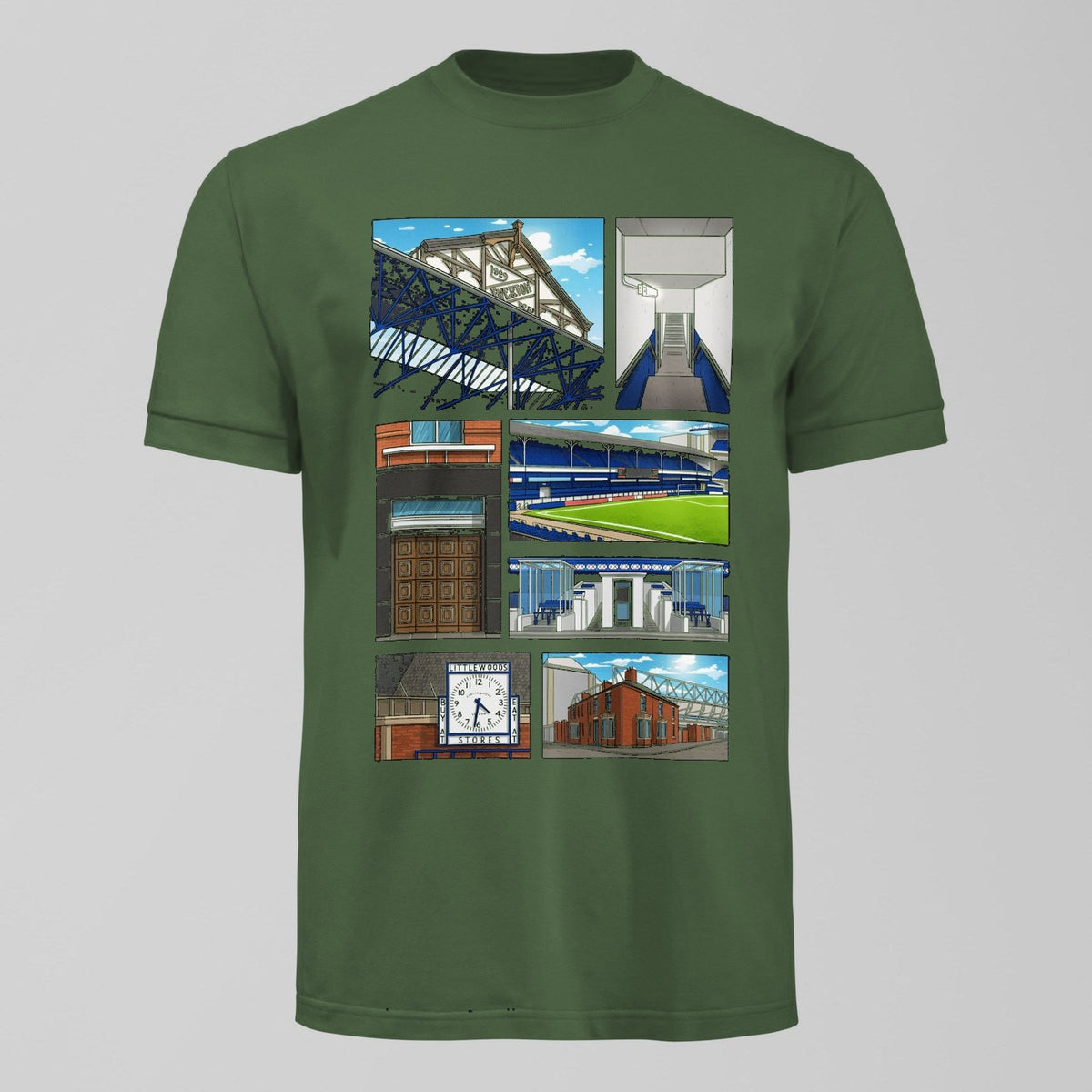 Goodison Park Memory Lane T-Shirt in Green by Forever Everton
