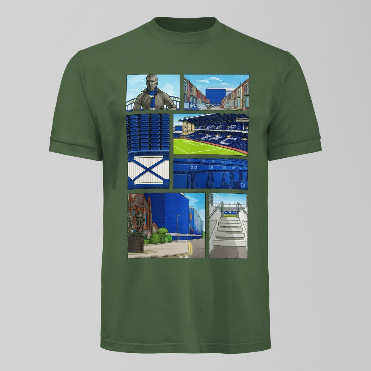 Goodison Park Pre Match T-Shirt in Green by Forever Everton