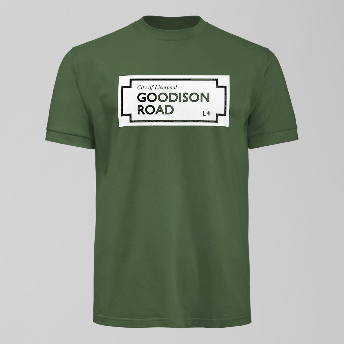 Goodison Road Street Sign T-Shirt in Green by Forever Everton