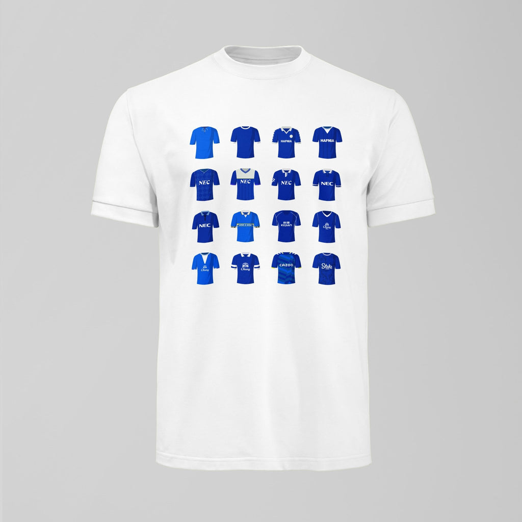 History of Everton Home Shirts T-Shirt - Forever Everton