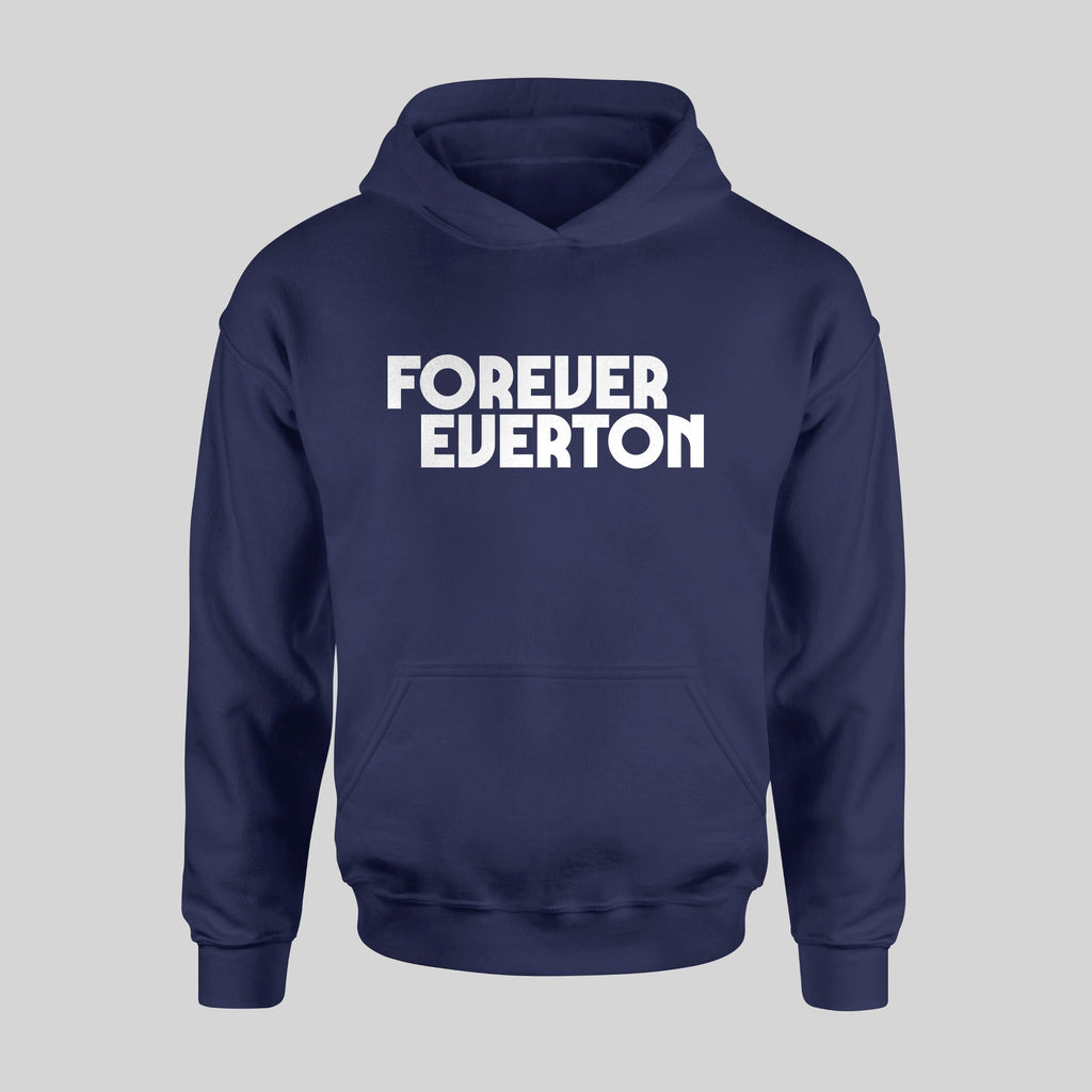 Kids Dark Forever Everton Large Logo White Design Hoodie in Navy by Forever Everton