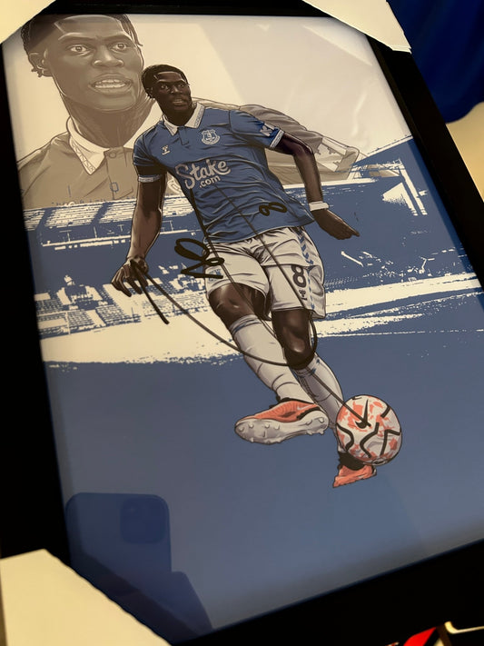 Signed A4 Framed Amadou Onana 23/24 Print - Forever Everton