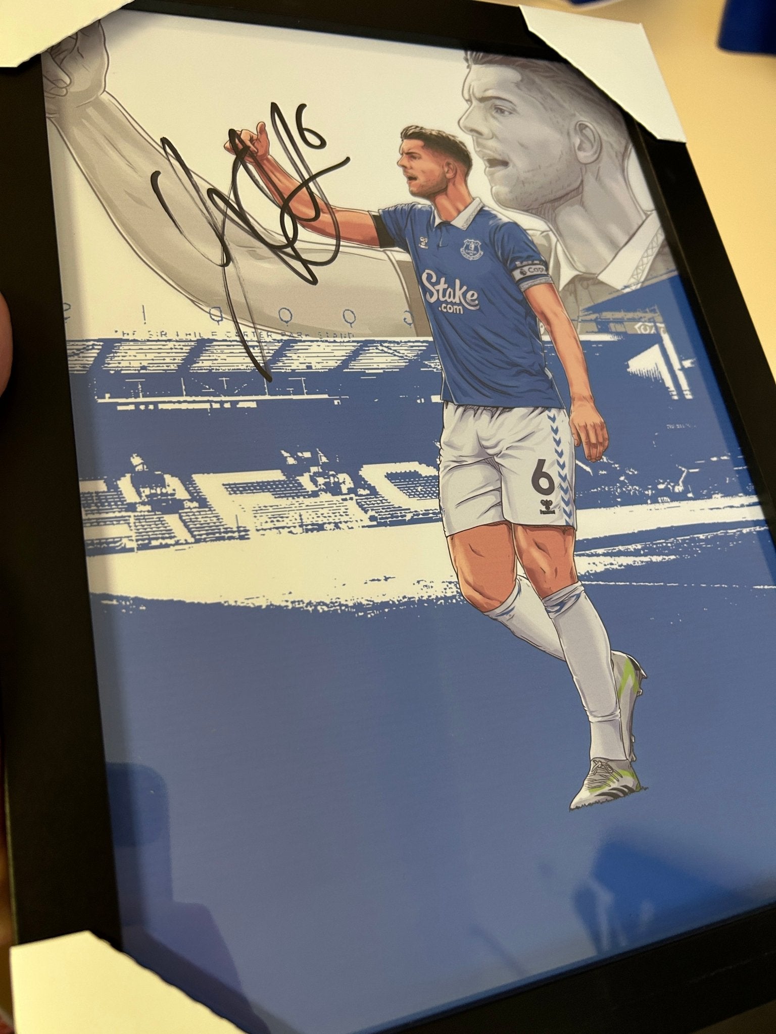 Signed A4 Framed James Tarkowski 23/24 Print - Forever Everton