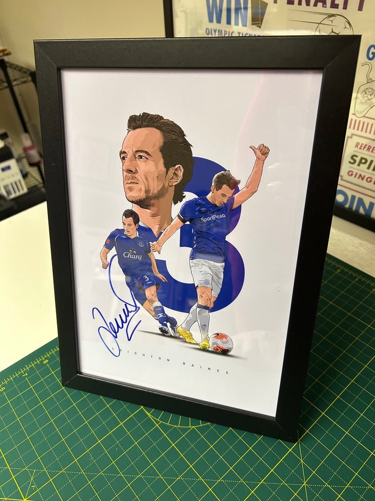 Signed A4 Framed Leighton Baines Print - Forever Everton