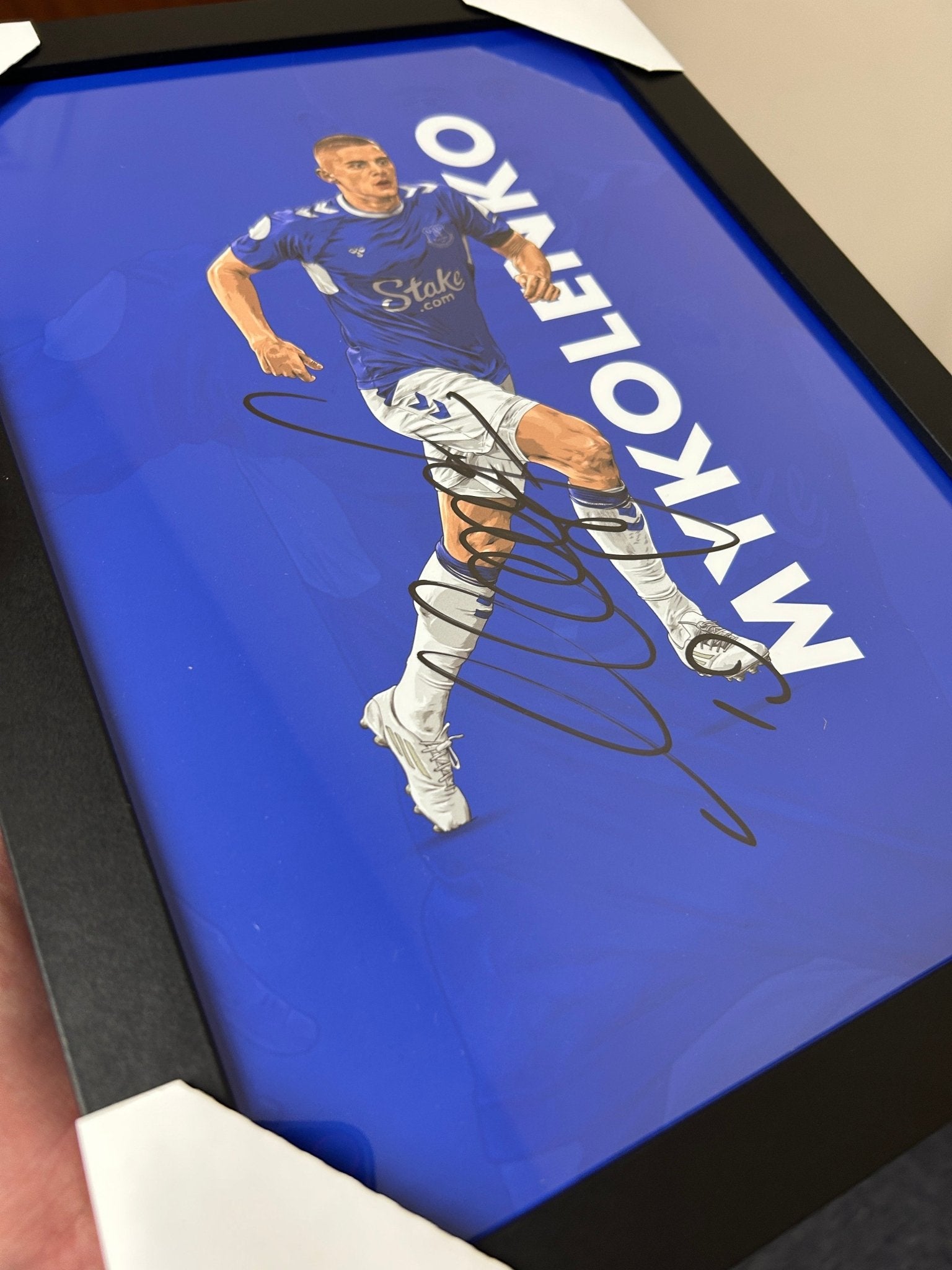 Signed A4 Framed Vitaliy Mykolenko Print - Forever Everton