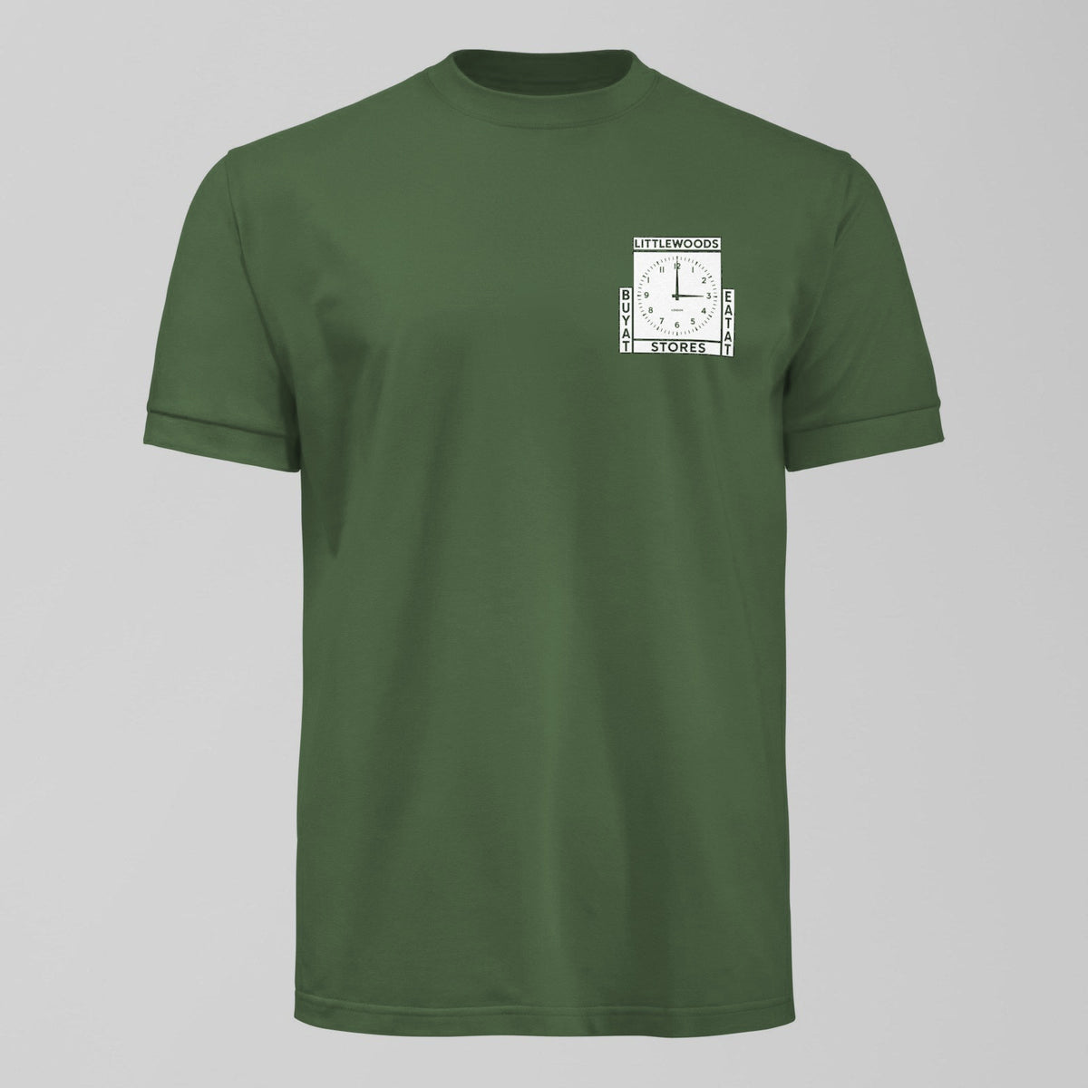 The Everton Clock Small Design T-Shirt in Green by Forever Everton
