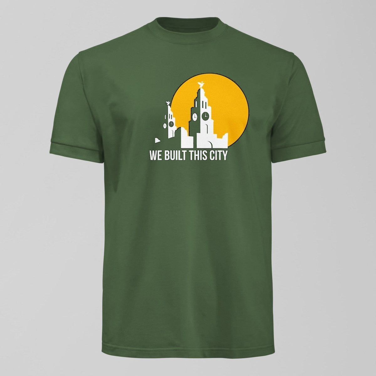 We Built This City T-Shirt in Green by Forever Everton